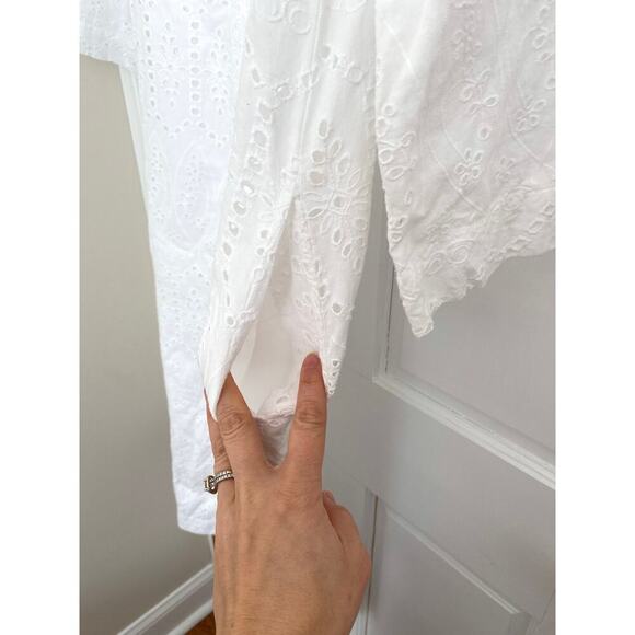 Tuckernuck Provincial Eyelet Cote D’Azur White Caftan Midi Dress Coverup Med - Picture 11 of 12